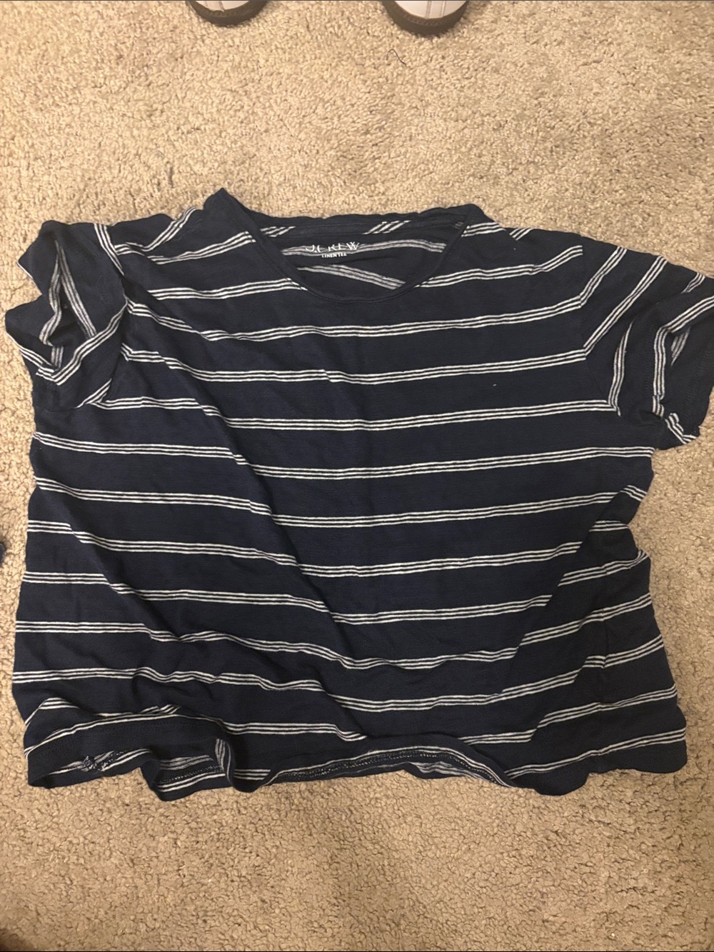 J. Crew Navy and White Striped Short Sleeve Tee